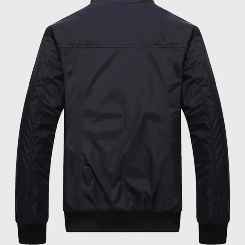 Men’s Black Quilted Bomber Jacket - Picture 4 of 6